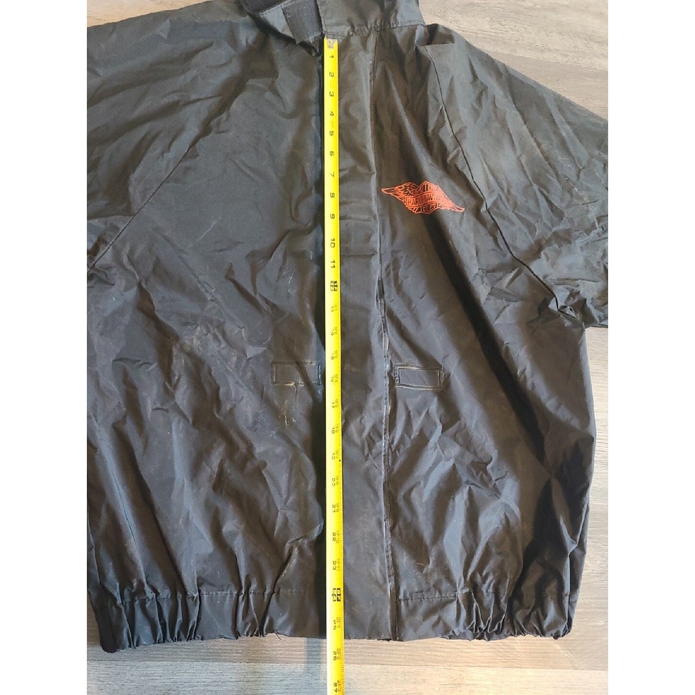 Harley Davidson PVC Rain Jacket Mens Size Small S Black Suit Windbreaker - Picture 8 of 11